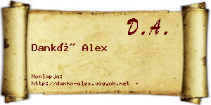 Dankó Alex névjegykártya